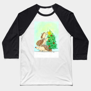 Hedgehog Merry Christmas Baseball T-Shirt